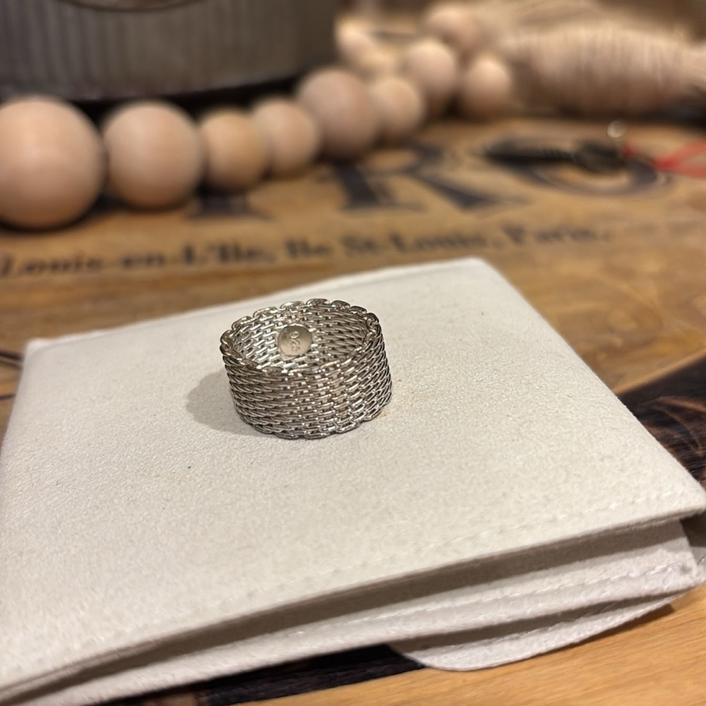Silver Mesh Ring Stamped 925 sz 5/6